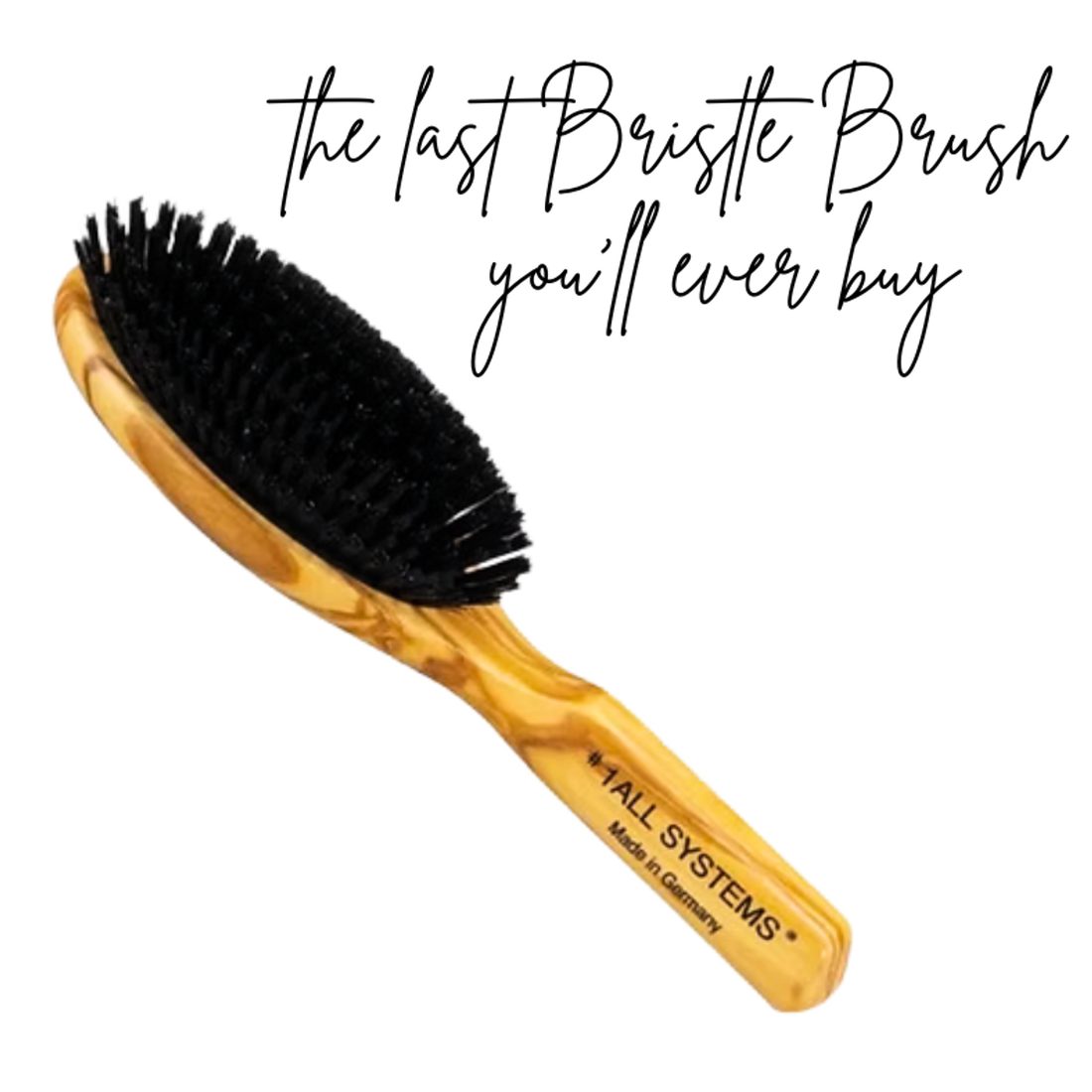 Olive-wood #1 All Systems pure boar bristle brush on a white ground