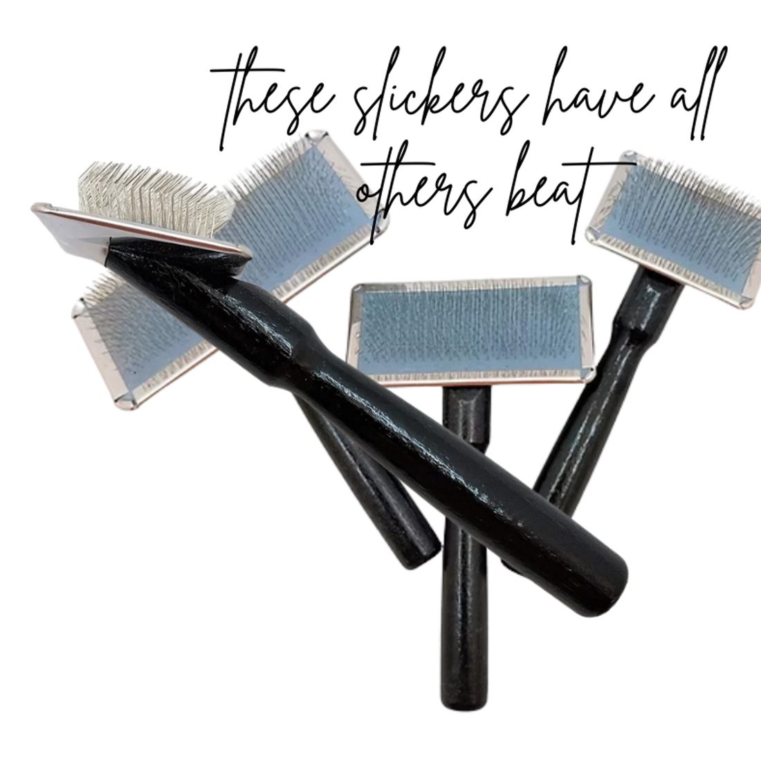 Three black #1 All Systems slicker brushes, small, medium, and large